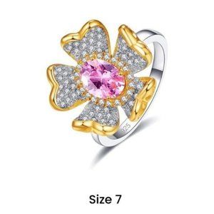 925 Silver Flower Ring Size 7